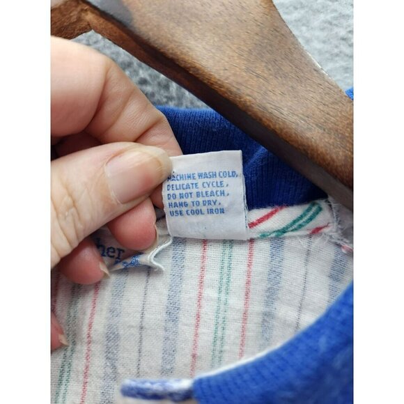 Vintage J. Christopher Striped Tunic night shirt With Collar & Embroidered Patch - Picture 4 of 5